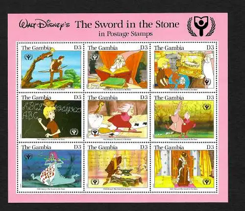 Gambia: Walt Disney: The Sword in the Stone, postfrisch