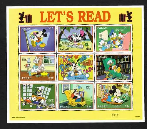 Palau: Let's Read: Kampagne für Lesen: Disney, postfrisch