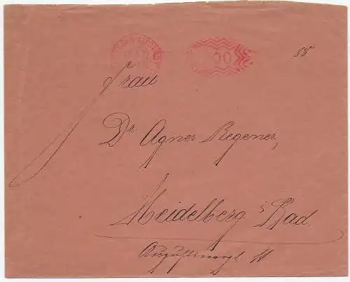 Absenderfreistempel Dresden-Alststadt, 1922 nach Heidelberg