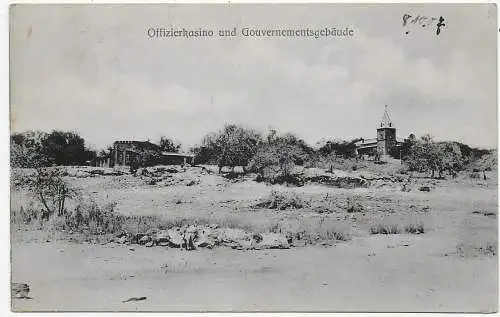 DSWA Ansichtskarte Offizierskasino und Gouvernementsgebäude 1907 Gibeon Feldpost