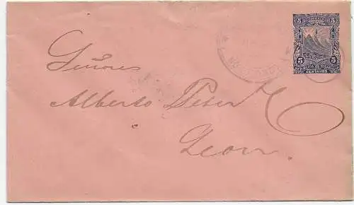 Brief aus Nicaragua, Momotombo, Managua, Leon, 1893, Rückseite