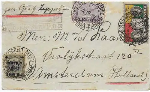 Brief via Condor-Zeppelin-Maio 1932 über Friedrichshafen nach Amsterdam