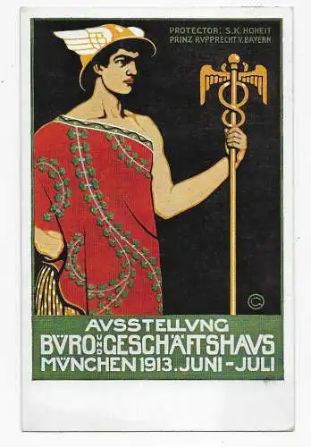 Amtliche Ausstellungspostkarte Ausstellung Büro- und Geschäftshaus München, 1913