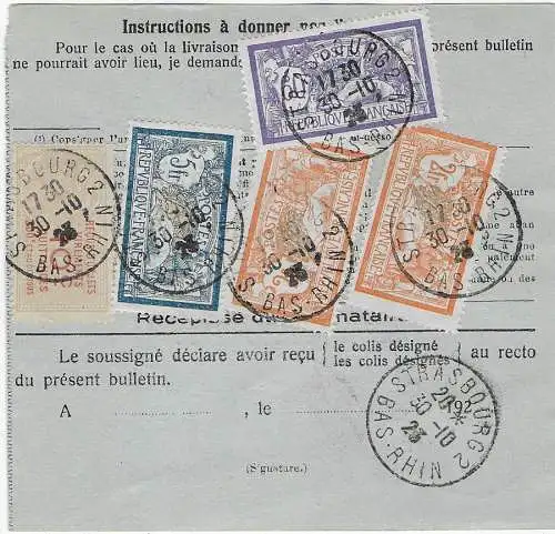 Paketkarte Strasbourg nach Göteborg/Malmö 1923 - Rückseite