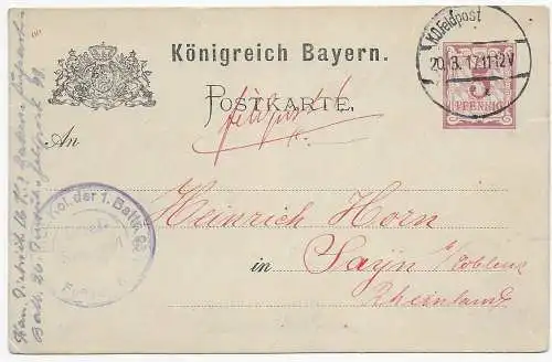 Feldpost Ganzsache als Formular Verwendung, 1917 nach Sayn