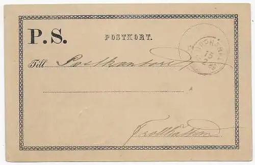 Postsache aus Schweden 1889 