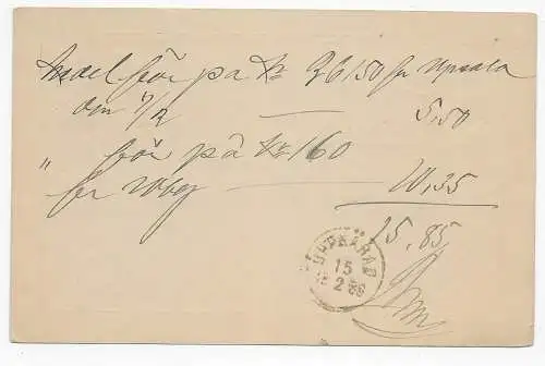 Postsache aus Schweden 1889 