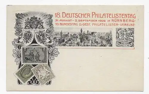 Karte: Deutscher Philatelistentag Nürnberg, 1906, Werbestempel nach St. Gallen