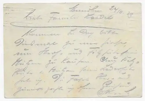 Postkarte München 1923, MiNr. 334 Wa, 24.11.1923 nach Babenhausen