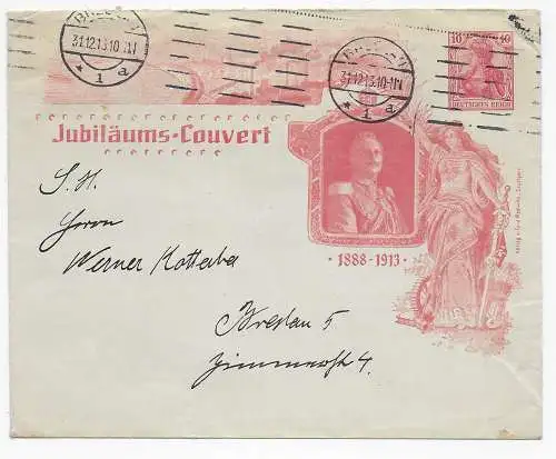 Germania 1913 Jubiläums Couvert Breslau