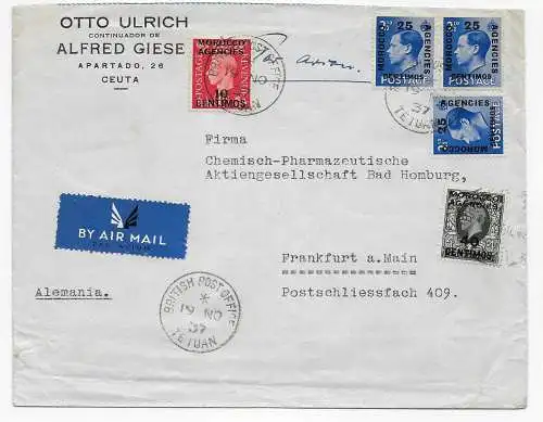 Ceuta, Post in Marocco, Air Mail Tetuan - British Post office, 1937