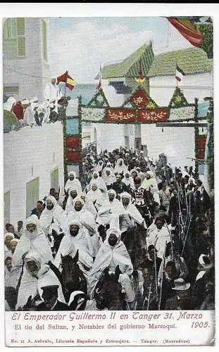 Ansichtskarte Kaiserbesuch Guillermo II, Tanger, 1906 nach Wien