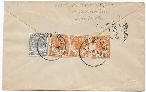 Malaya Alor Star 1950 to Madras