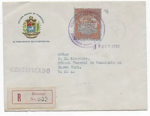 El Presidente de la Republica, registered Maracay to New York, Consul General