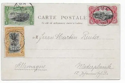 picture post card Boma, Hopital des noirs, 1907 to Niederplanitz, Germany