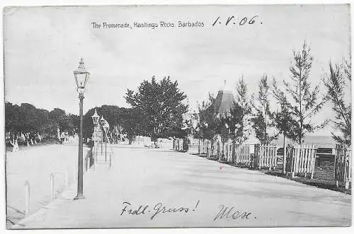 picture post card Barbados, Hastings Rocks, 1906 to Insbruck/Austria