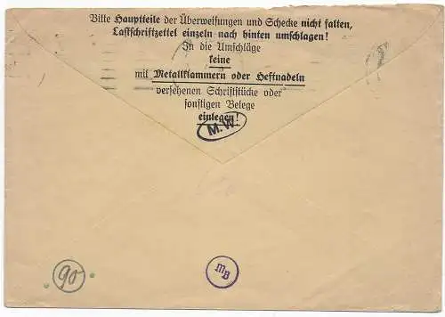 Postscheckbrief München 1935, Einzelfrankatur, Portostufe, MiNr. 558