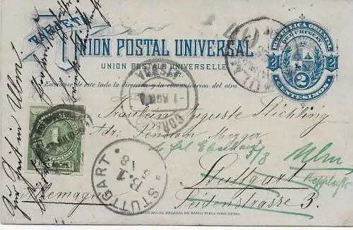 post card Montevideo 1889 nach Stuttgart