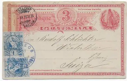 Postkarte Guatemala in die Schweiz, 1894