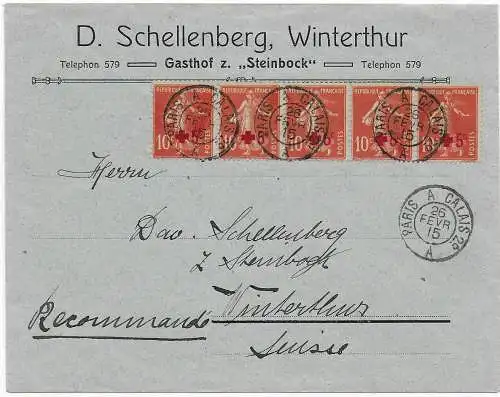 Gasthof z. Steinbock, Winterthur, von Paris a Calais nach Winterthur 1915