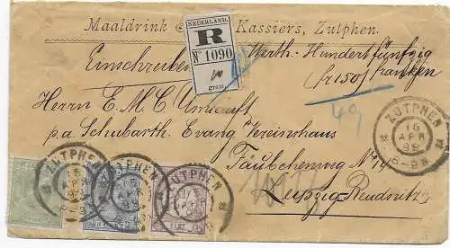 Registered Zutphen to Leipzig, 1898