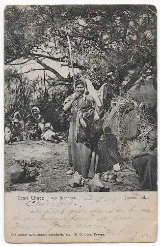 Picture post card Gran Chaco, 1904 via Rio to S. Paulo