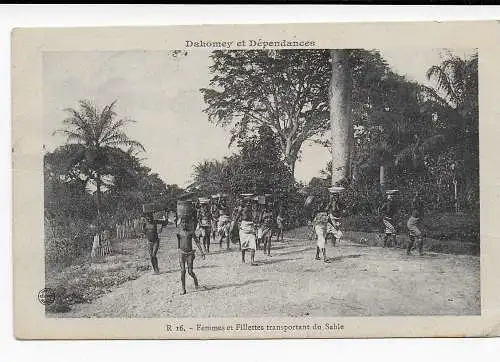 picture post card Dahomey et Dépendances, Femmes et Fillettes, Sable 1913