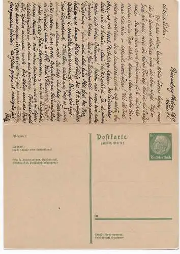 Doppel-Postkarte Peissenberg nach Merano, 1933