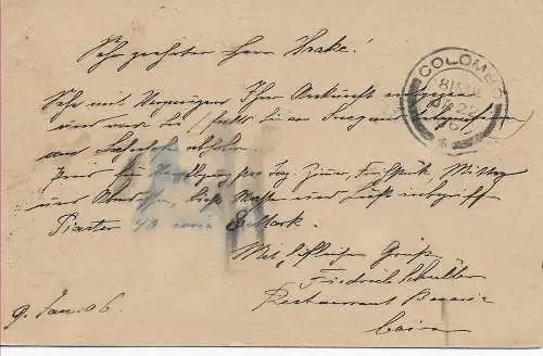 post card Caire 1906 to Galle Face Hotel, Colombo/Ceylon