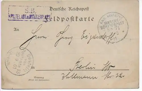 Marine Schiffspost 1901, An Bord Dampfschiff Neckar, Heimfahrt