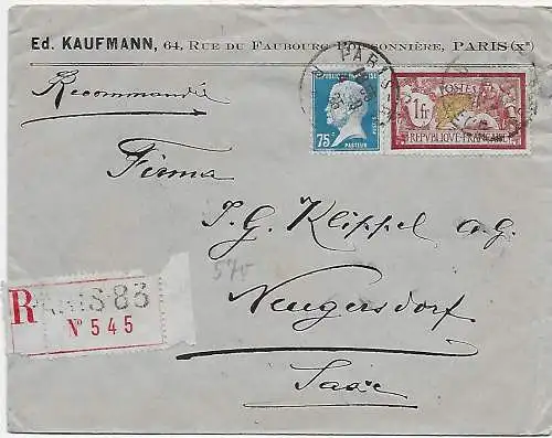 registered Paris 1925 to Neugersdorf