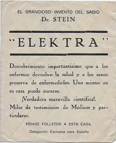 Werbebrief Elektra Medicos, Barcelona to Gera, 192x