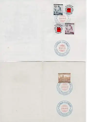 9x: mehrere Folder Briefmarken Ausstrellung Slatinan, 1941