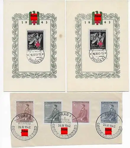 9x: mehrere Folder Briefmarken Ausstrellung Slatinan, 1941