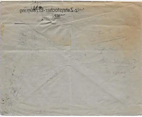 Wien, Zahnstocher Erzeugung als Drucksache nach Burgstädt 1908