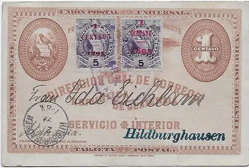 post card 1898 Guatemala to Hilburghausen