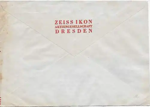 Dresden, Freistempel 1934 mit Werbung Zeiss Ikon Film, Fotographie