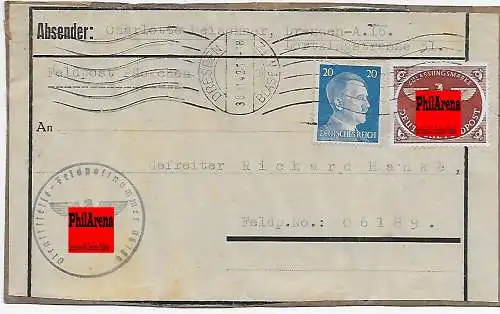 Feldpost Päckchen von FPNr. 06189 Dresden 1942