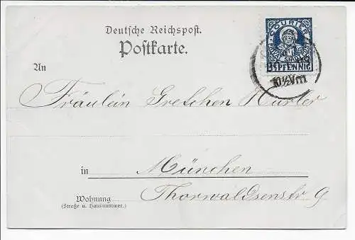 Ansichtskarte Privatpost München, Postkarte 1897