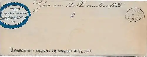 Brief Gera, Frei lt. Avers #11 Staatsanwaltschaft 1885