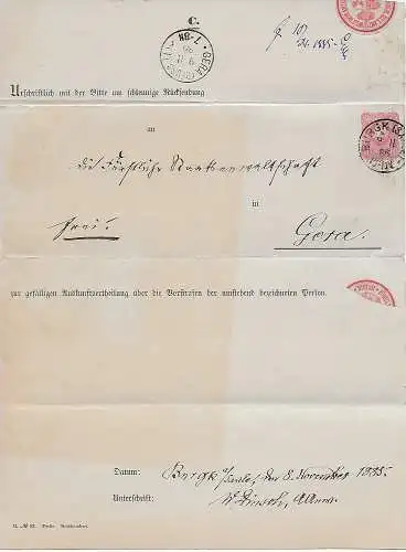 Brief Gera, Frei lt. Avers #11 Staatsanwaltschaft 1885