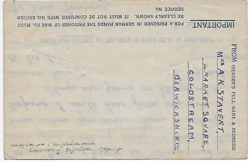 Kgf, PoW: Air mial Berwickshire to STALAG XIIID, Italy, Censor