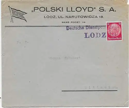 Deutsche Dienstpost Lodz 10 nach Zittauisa, Vermutlich Oktober 1939, GG