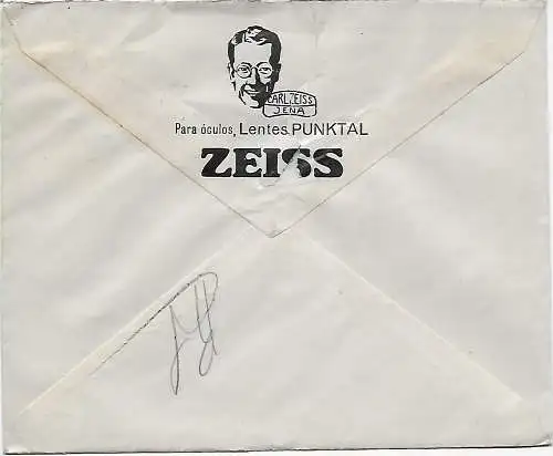 Carl Zeiss Jena aus Lisboa nach Jena, air Mail 1937