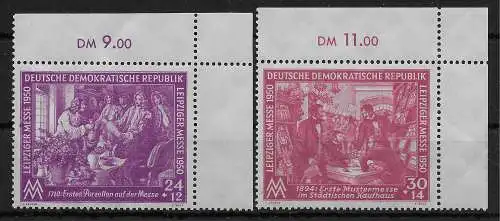 DDR MiNr. 248, 249, postfrisch, ** Eckrand E2, Luxus