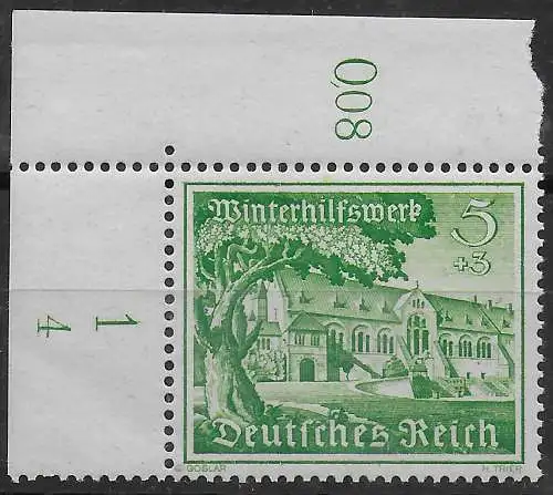 DR: MiNr. 734, Sektor Nr. 4, Eckrand E3, postfrisch, **