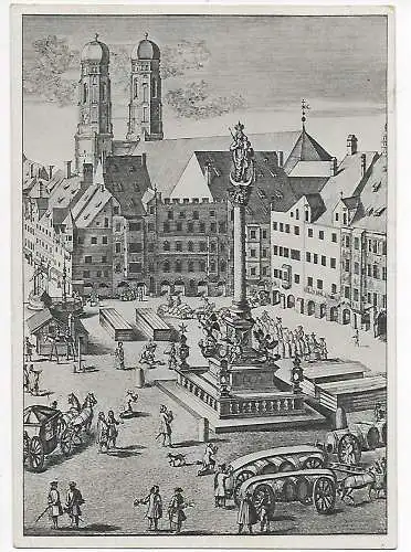 Ansichstkarte Marienplatz München 1948 nach Sallach