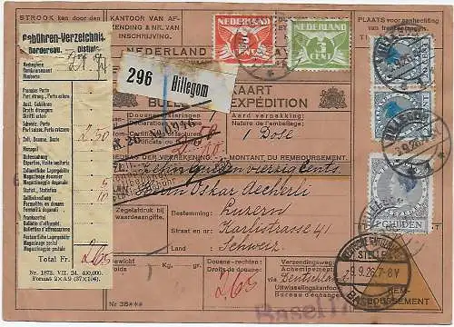 Paketkarte Hillegom to Luzern/CH, 1926