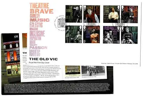 GB: The old VIC Theater, FDC mit Zusatz-Info-Blatt