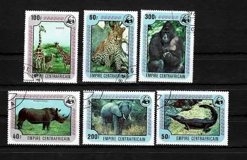 Zentralafrika: 6x bedrohte Tierarten, Elefant, Nashorn, Krokodill, Gorilla